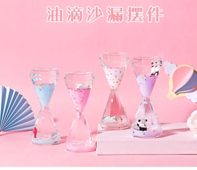 Cartoon Doll Hourglass Oil Drops Desktop Decoration Liquid Milk Oil Drops Small Gift for Friends and Classmates for Graduation and School Opening