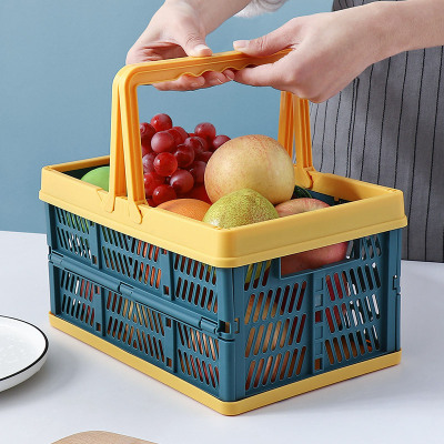 Foldable Storage Basket Multifunctional Outdoor Picnic Snack Organizing Basket Car Storage Basket Picnic Basket