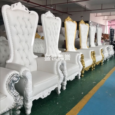 Yiwu Factory Wholesale Solid Wood Sofa Middle East Wedding Image Chair Outdoor Wedding King Chair European Luxury Sofa