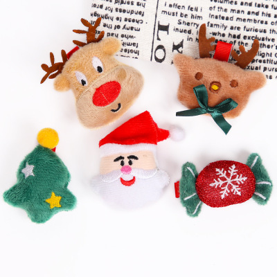 New Christmas Cartoon Ornaments Santa Claus Children's Gift Plush Hairpin Christmas Tree Elk Hair Clips Hair Accessories