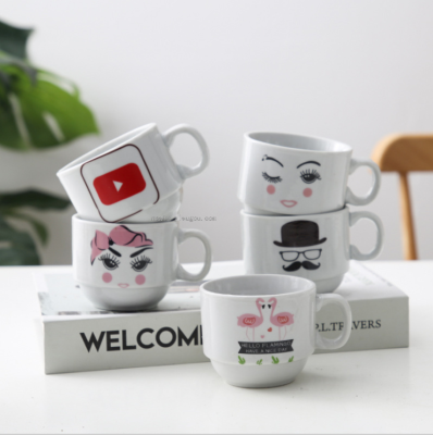 Ceramic Stacking Cup Household Tea Cup Coffee Cup Office Staff Classification Water Cup Logo
