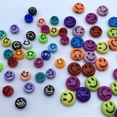 DIY through-Hole Large and Small Smiling Face Beads Loose Beads Material Internet Celebrity Same Acrylic Elegant Bracelet Necklace