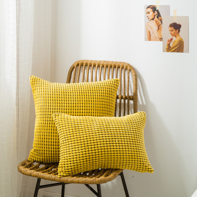 Yl101 Corn Pillow Solid Color Corduroy Cushion Sofa Backrest Cushion Office Waist Cushion Wholesale