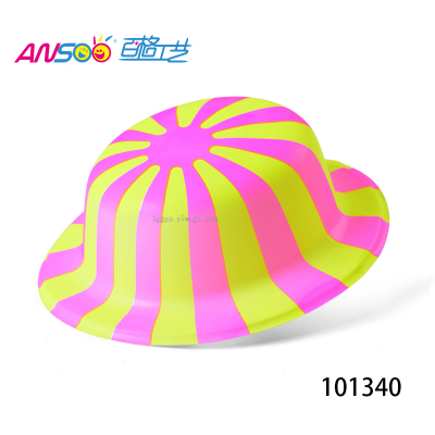 Windmill Printed Two-Color Fluorescent round Cap Striped Topper Daily Party Carnival Dress up Props Plastic Hat