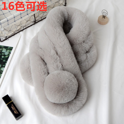 New Korean Style Imitate Rex Rabbit Fur Fur Scarf Three-Tube Plush Scarf Men's and Women's Warm Neck Warmer Winter Thicken Scarf
