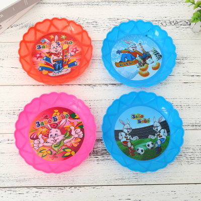 Colorful printing design cartoon rabbit model of plastic circular dazzle colour of fruits and vegetables of snack plate