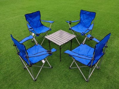 Sled Dog Outdoor Set Table and Chair Aluminum Alloy Table Armrest Chair 5-Piece Picnic Table