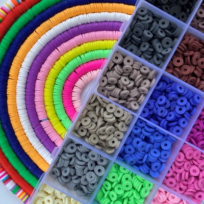 Factory Sales Soft Ceramic Beads Cross-Border DIY Bead Accessories 6mm Thin Soft Ceramic Piece Bracelet Spacer Beads Gasket 15 Lattices Boxed