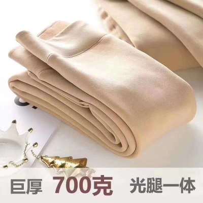 Extra Thick Cashmere Leggings Women's Autumn and Winter One-Piece Trousers Velvet Padded Thickened Outer Wear plus Size Plump Girls Northeast China Warm Cotton Pants