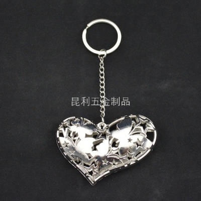 Three-Dimensional Hollow-out Love Key Chain Alloy Key Ring Metal Advertising Gifts Promotional Gifts Boutique Hanging Buckle