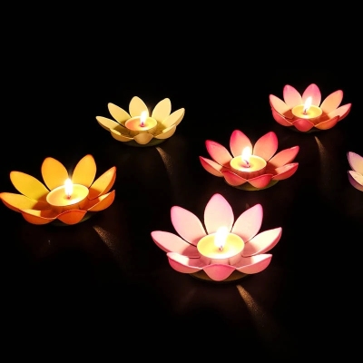 River Lanterns Wishing Lamp Creative Candles Water Lamp Blessing Lotus Lamp DIY Festival Lotus Lamp Romantic Birthday Kongming Lantern