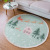 Christmas Printing-Snow Fox/Moose 120cm round Nordic Bedroom Floor Mat Cotton Braided Tassel Lace Carpet