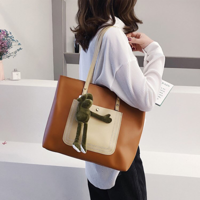 Shoulder Bag Large Capacity Women's Big Bags 2020 New Trend Korean Style Simple All-Match Shopping Bag Portable Pu Women's Bag