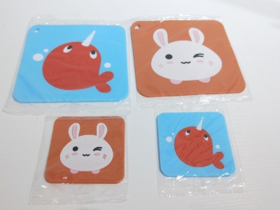 K17-Heat Proof Mat Cartoon Cute Coaster Hanging Silicone Home Thickened and Anti-Scald Dining Table round and Square Creative Coasters