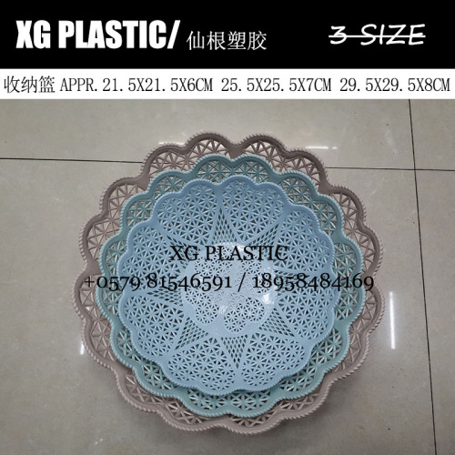 Fashion Macaron Color Plastic Fruit Basket Storage Basket Hollow Love Creative Storage Basket Hot Sale Plastic Tray