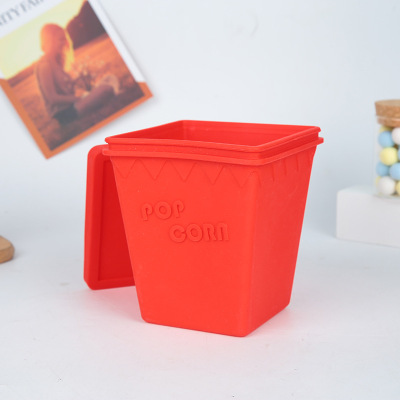 Square Silicone Popcorn Bucket Single Silicone Popcorn Bucket Environmental Protection Eco-friendly Bag Lid Popcorn Box