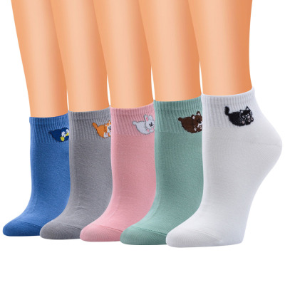 New Cartoon Trendy Socks Wholesale Creative Cotton Socks Cute Cartoon Solid Color Animal Pattern Women's Low-Cut Liners Socks