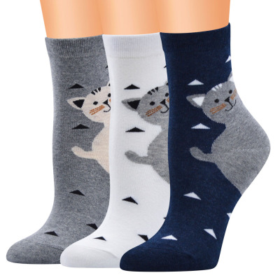 Cartoon Three-Dimensional Socks Women's Cat Pattern Socks Mid-Calf Female Cotton Socks Women's Amazon AliExpress Exclusive