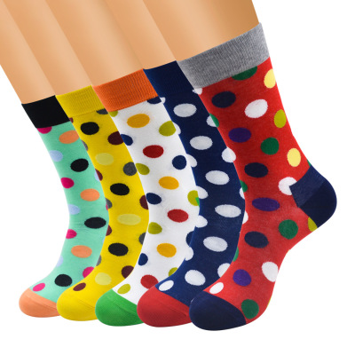 Happy Socks Celebrity Style Dot Middle-Long Stockings Foreign Trade 100% Cotton Socks Men's Hot Sale at AliExpress