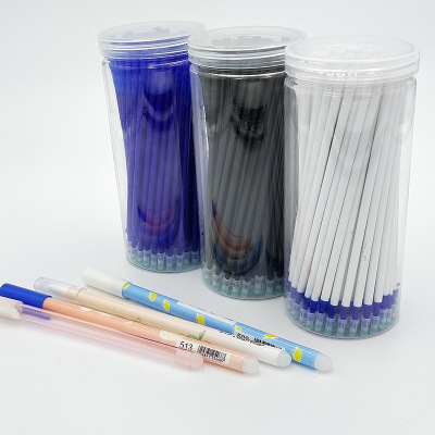 Factory Direct Sales 0.5mm Full Needle Tube Erasable Refill Mo Yi Mo Yi Mo Mo Erasable Gel Ink Pen Refill Black and Blue Refill