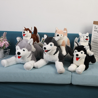 Hot Sale Soft and Adorable Rabbit Fur Pp Cotton Tongue-Catching Head Puppy Doll Cute Four-Leg Stand Husky Children Plush Doll