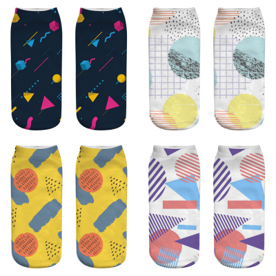 The New Geometry Printing Socks 3D Printed Socks Digital Printing Socks to Sample Customized Socks