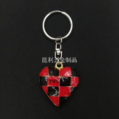 Alloy Heart-Shaped Keychain Peach Heart Mini Colored Noodles Keychain Couple Lover Diamond Pendant