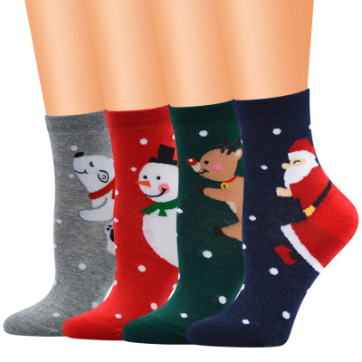 New Santa Claus Series Socks Women's All Cotton Mid-Calf Length Socks Christmas Socks Cotton Socks Women Wholesale