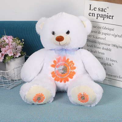 Hot Sale PV Foot Bear Plush Doll Fashion Flower Leaf Bear Plush Toy Soft Pp Cotton Sitting Board Bear