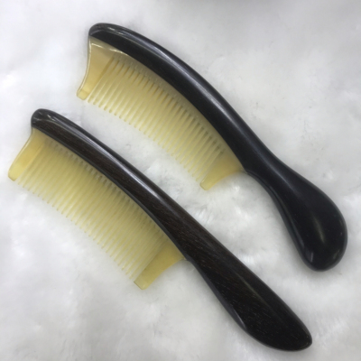 Factory Direct Sales Natural Log High-Grade Blackwood Matching Horn Beauty Makeup Comb Handle Fine Teeth Straight Comb