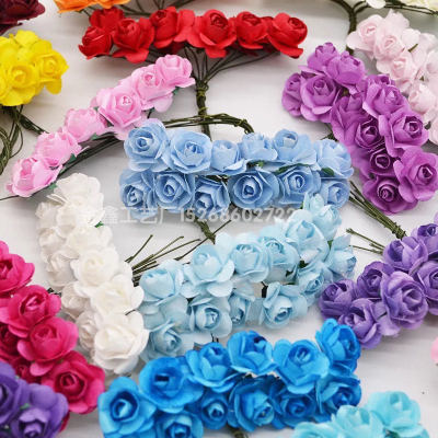144 Pieces Artificial flowers MINI 1.5CM Paper roses wedding decorative flowers bouquet vases for home decor christmas g