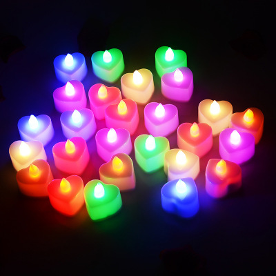LED Electronic Candle Light Romantic Proposal Creative Layout Supplies Birthday Heart-Shaped Candle Valentine's Day Decoration