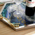 Nordic Entry Lux Style Creative Glass Fruit Plate Household Tea Tray Storage Tray Living Room Decorative Tray Display Plate with Copper Handle