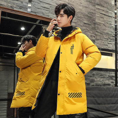 Men's Clothing Winter Cotton-Padded Coat Korean-Style Slim-Fit Mid-Length Trendy Hooded Teenagers Padded down Jacket Students