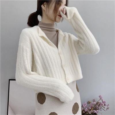 Autumn Clothes Mink Fur Lady's Sweater Cardigan Women 2020 New Versatile Short Top Knitted Coat Women Autumn and Winter