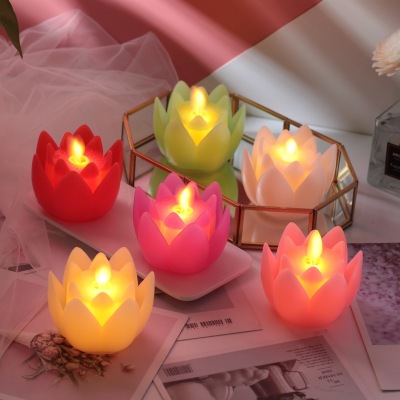 Simulation LED Electronic Candle Fire Swing Buddha Front Buddha Worship Performance Lotus Lamp Sacrifice Blessing Candle Lamp