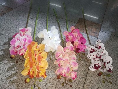 Artificial Flower 3D Phalaenopsis 7 Head Single Artificial Flower Home Living Room Flower Arrangement