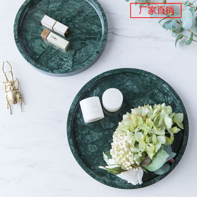 Factory Direct Sales Mild Luxury Marble round Tray Model Room Soft Turn Ornament Home Creative Living Room Decoration