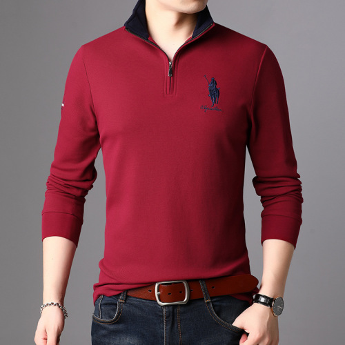 new men‘s korean-style men‘s shirt youth fall wear long sleeves casual  collar men‘s t-shirt factory direct sales