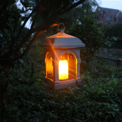 Outdoor Solar Swing Candle Lantern Garden Candle Lamp Solar Hanging Lamp Buddhist Stationery