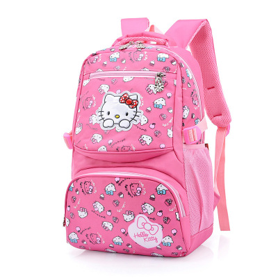Factory Wholesale 2019 New Korean Style Burden Alleviation Backpack Cartoon Bow Cat Nylon Student Schoolbag