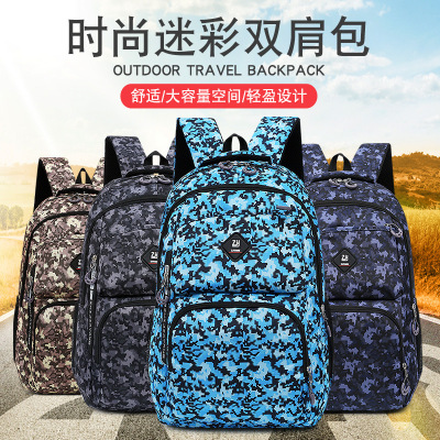 New Camouflage Backpack Large Capacity Outdoor Travel Laptop Backpack Schoolbags for Boys and Girls Currently Available Wholesale Custom