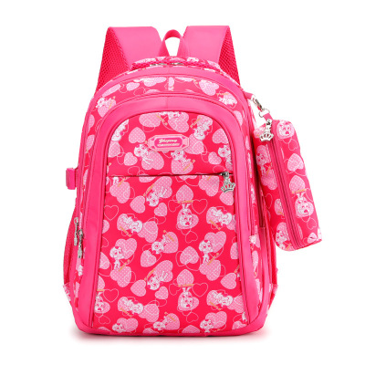 Primary School Schoolbag Women's Large Capacity Lightweight Waterproof Backpack Cute Princess Student Backpack Belt Pencil Case Wholesale