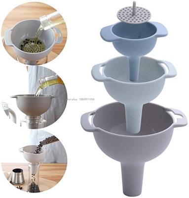 Slingifts 3 Piece ABS Funnel Set with Removable Strainer for Transferring Liquid, Fluid and Dry Ingredients