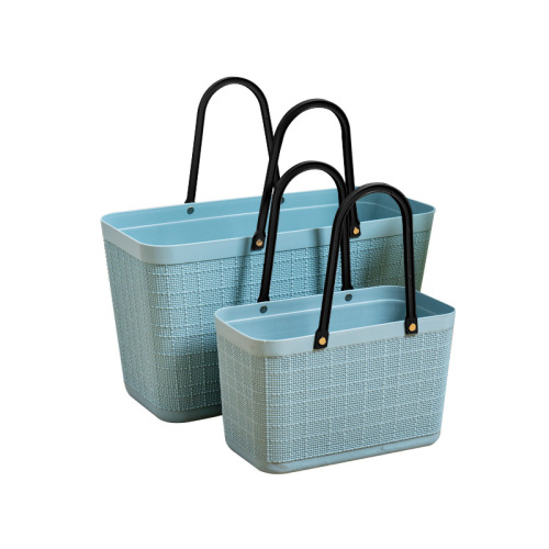 New Handbag Laundry Basket Laundry Basket Women‘s Linen Pattern Shopping Basket Storage Basket Plastic Vegetable Basket