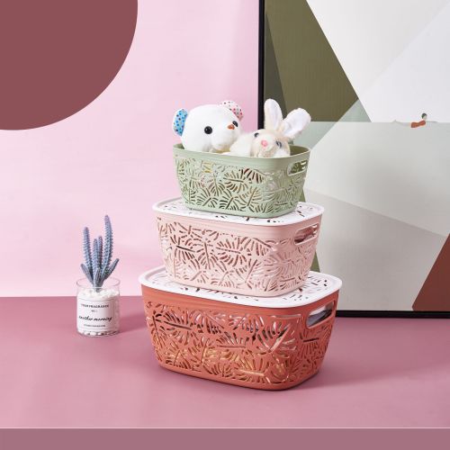 desktop storage basket plastic hollow out storage basket kitchen snack sundries storage box rectangular bathroom bath basket