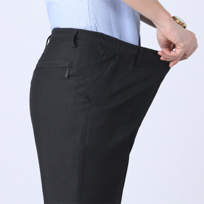 Factory Direct Sales Middle-Aged Men's Pants Elastic Waist Pants Thick Autumn and Winter Casual Pants Men's High Waist Middle-Aged and Elderly Daddy Pants