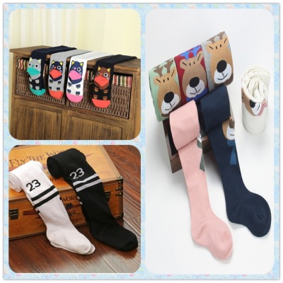 chun qiu kuan Cotton Girls' Pantyhose Korean and Japanese Style Children's Socks Full Cotton Thin Section Girls Autumn and Winter Leggings