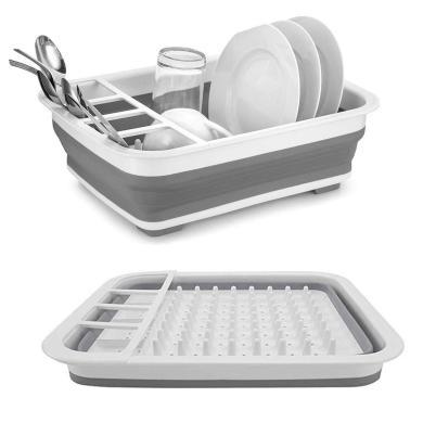 Foldable kitchen drain dish rack, tableware storage folding dish rack, tableware rack,  folding telescopic drain basket