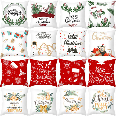 Gm157 Christmas Pillow Cover Cartoon Letter Print Cushion Cover Office Sofas Pillow Cover Cross-Border Hot Sale